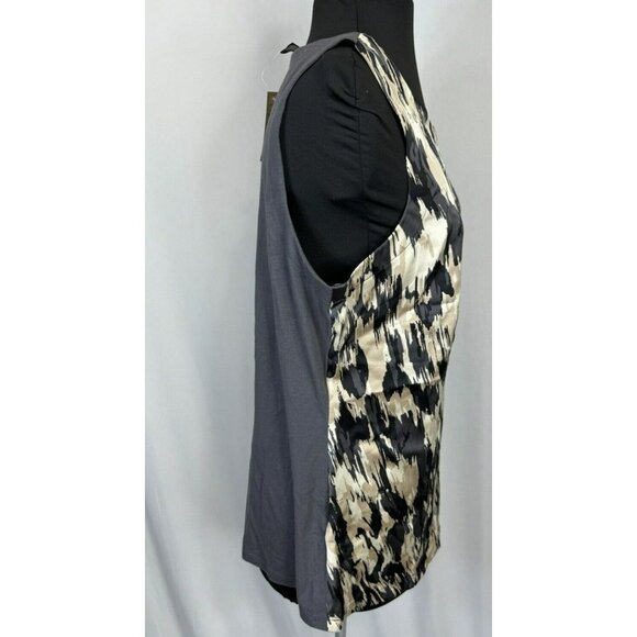 NWT Ann Taylor Shirt Top Shell Large L Cream Black Beige Tan Abstract Print - Picture 6 of 9